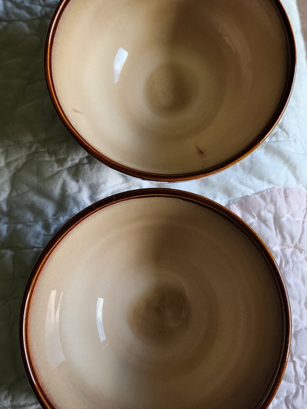 Brown Glazed Ceramic Bowls - Set of 2
